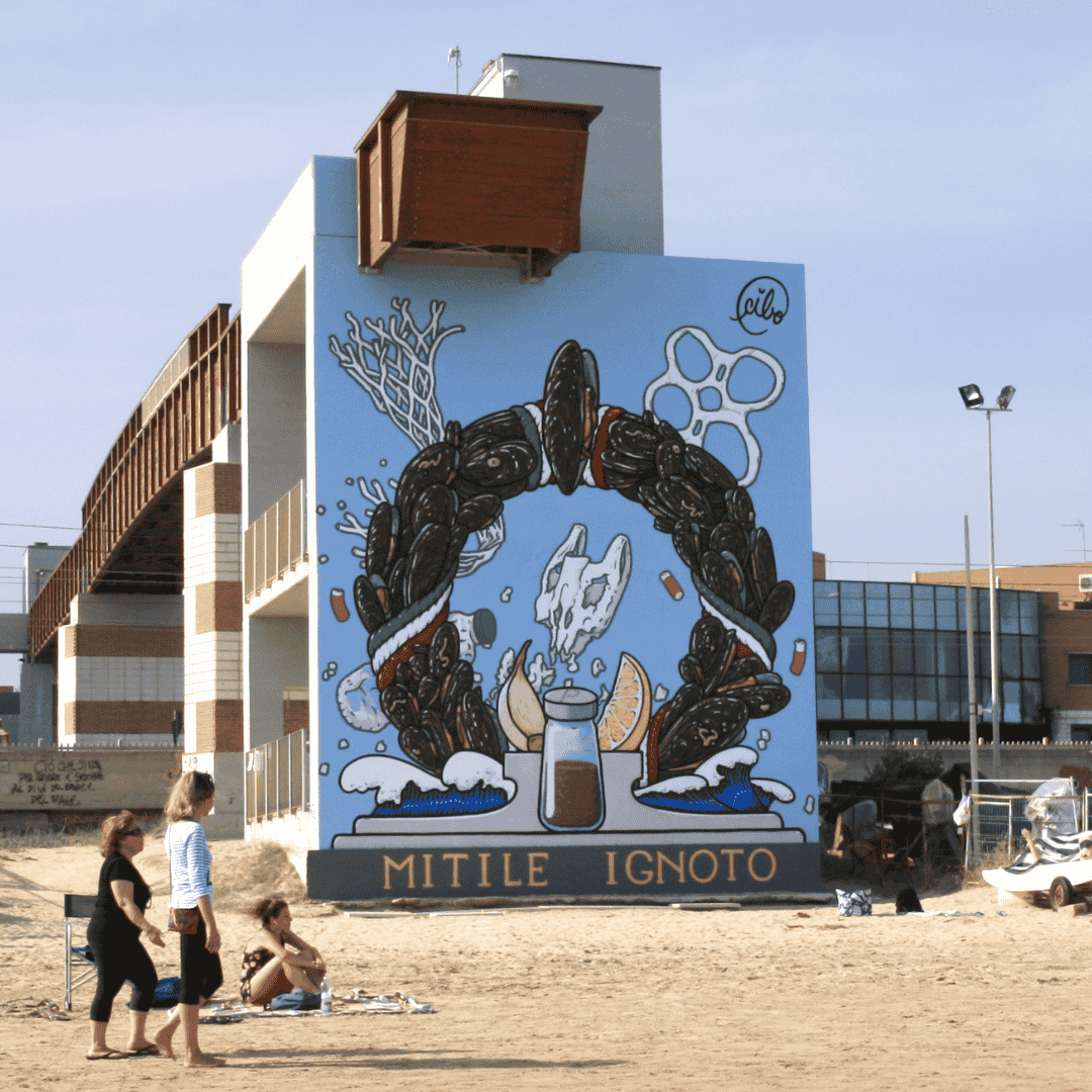 Mitile Ignoto murales street artist Cibo a Collemarino Ancona